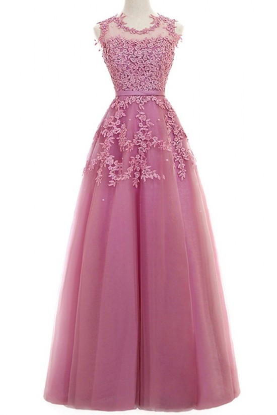A-Line Illusion Neckline Lace Long Prom Dresses Party Evening Gowns 3020287 A-Line Illusion Neckline Lace Long Prom Dresses Party Evening Gowns 3020287