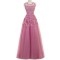 A-Line Illusion Neckline Lace Long Prom Dresses Party Evening Gowns 3020287