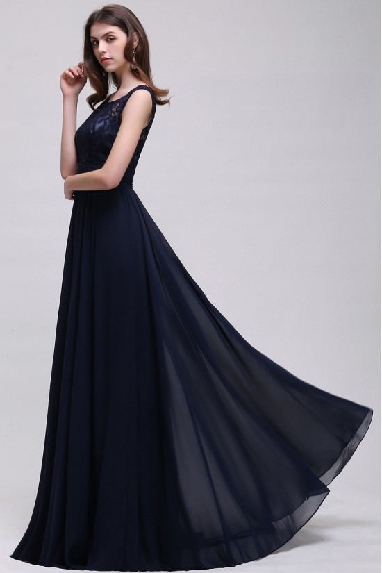 A-Line Lace Chiffon Long Navy Prom Dresses Party Evening Gowns 3020288 A-Line Lace Chiffon Long Navy Prom Dresses Party Evening Gowns 3020288