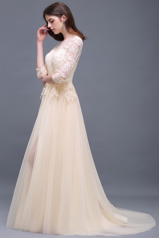 A-Line 3/4 Length Sleeve Lace Prom Dresses Party Evening Gowns 3020289 A-Line 3/4 Length Sleeve Lace Prom Dresses Party Evening Gowns 3020289