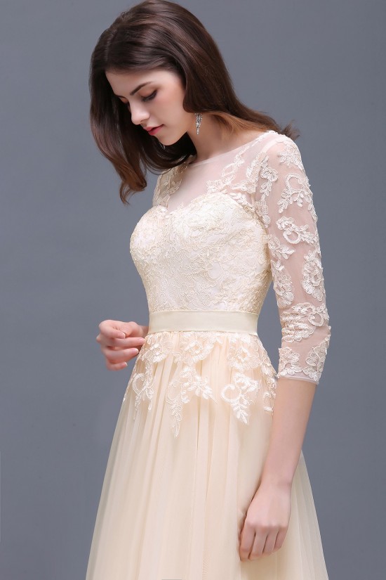 A-Line 3/4 Length Sleeve Lace Prom Dresses Party Evening Gowns 3020289 A-Line 3/4 Length Sleeve Lace Prom Dresses Party Evening Gowns 3020289