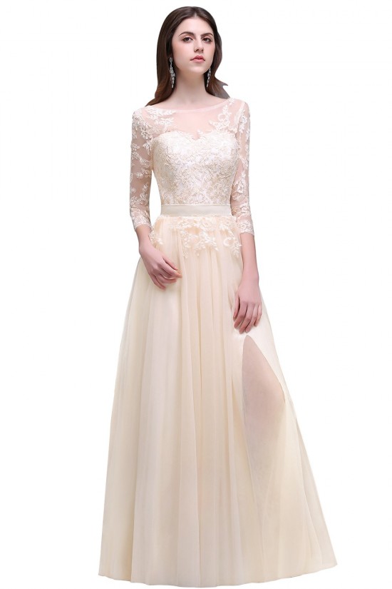 A-Line 3/4 Length Sleeve Lace Prom Dresses Party Evening Gowns 3020289 A-Line 3/4 Length Sleeve Lace Prom Dresses Party Evening Gowns 3020289