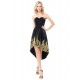 High Low Sweetheart Short Black Gold Lace Appliques Prom Dresses Party Evening Gowns 3020291