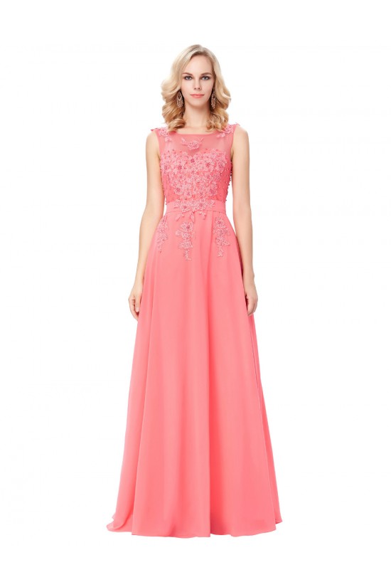 A-Line Illusion Neckline Lace Chiffon Prom Dresses Party Evening Gowns 3020294 A-Line Illusion Neckline Lace Chiffon Prom Dresses Party Evening Gowns 3020294