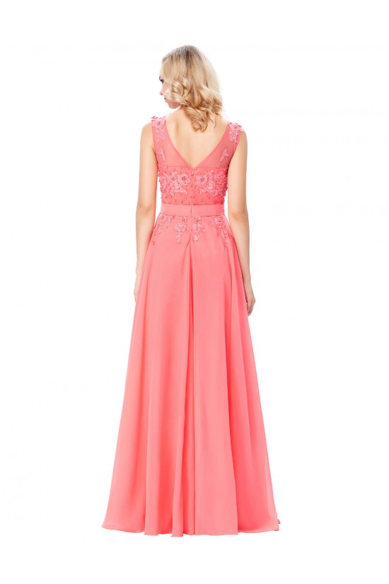 A-Line Illusion Neckline Lace Chiffon Prom Dresses Party Evening Gowns 3020294 A-Line Illusion Neckline Lace Chiffon Prom Dresses Party Evening Gowns 3020294