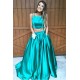 A-Line Two Pieces Green Prom Dresses Party Evening Gowns 3020295