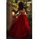 Two Pieces Long Sleeves Black Lace Red Prom Dresses Party Evening Gowns 3020299