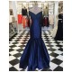 Mermaid Off-the-Shoulder V-Neck Long Blue Prom Dresses Party Evening Gowns 3020304
