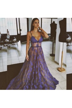 Sexy Spaghetti Straps Lace Long Blue Prom Dresses Party Evening Gowns 3020307