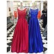 A-Line Lace and Satin Long Prom Dresses Party Evening Gowns 3020318