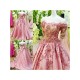 A-Line Off-the-Shoulder Short Sleeve Long Pink Prom Dresses Party Evening Gowns 3020331