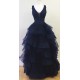 Long Navy V-Neck Lace Prom Dresses Party Evening Gowns 3020338