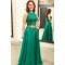 Long Green Two Pieces Lace Prom Dresses Party Evening Gowns 3020347
