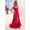 Elegant Long Red Off-the-Shoulder Lace Chiffon Prom Dresses Party Evening Gowns 3020352