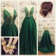 Long Green Spaghetti Straps Lace Satin Prom Dresses Party Evening Gowns 3020355 Long Green Spaghetti Straps Lace Satin Prom Dresses Party Evening Gowns 3020355
