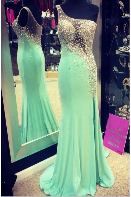Mermaid One-Shoulder Beaded Long Prom Dresses Party Evening Gowns 3020357 Mermaid One-Shoulder Beaded Long Prom Dresses Party Evening Gowns 3020357