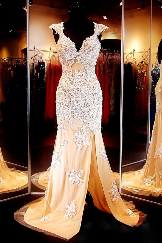 Mermaid Cap Sleeves Lace Long Prom Dresses Party Evening Gowns 3020377 Mermaid Cap Sleeves Lace Long Prom Dresses Party Evening Gowns 3020377