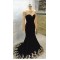 Long Black Mermaid Gold Lace Appliques Long Sleeves Prom Dresses Party Evening Gowns 3020405