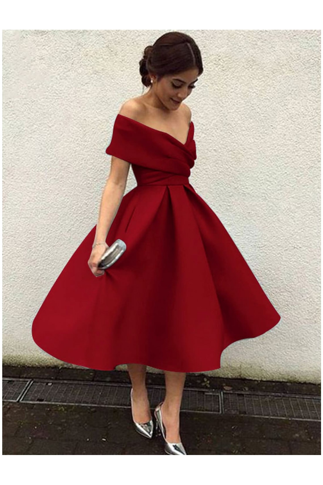 Elegant A-Line Off Shoulder Straps Long Party Dress,DP1954