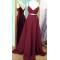 Long Burgundy Spaghetti Straps Prom Dresses Party Evening Gowns 3020427