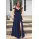 Long Navy Chiffon Side Slit Prom Dresses Party Evening Gowns 3020442 Long Navy Chiffon Side Slit Prom Dresses Party Evening Gowns 3020442