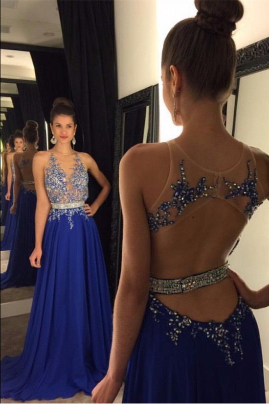 Long Blue Beaded Lace Appliques Illusion Bodice Prom Dresses Party Evening Gowns 3020459 Long Blue Beaded Lace Appliques Illusion Bodice Prom Dresses Party Evening Gowns 3020459