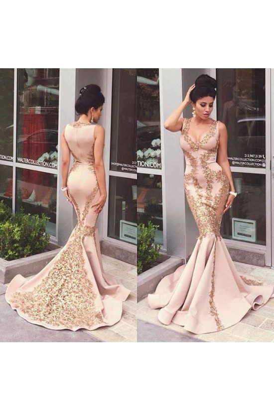 Mermaid Gold Lace Appliques Prom Dresses Party Evening Gowns 3020475 Mermaid Gold Lace Appliques Prom Dresses Party Evening Gowns 3020475