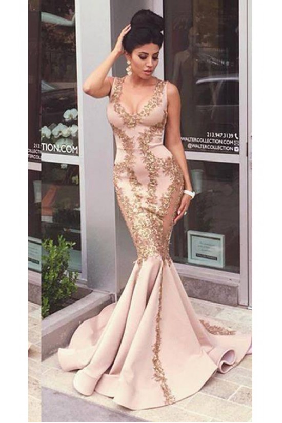 Mermaid Gold Lace Appliques Prom Dresses Party Evening Gowns 3020475 Mermaid Gold Lace Appliques Prom Dresses Party Evening Gowns 3020475