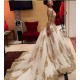 Gold Lace Appliques Long Sleeves Prom Dresses Party Evening Gowns 3020478