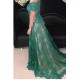 Long Green Lace Off-the-Shoulder Prom Dresses Party Evening Gowns 3020498