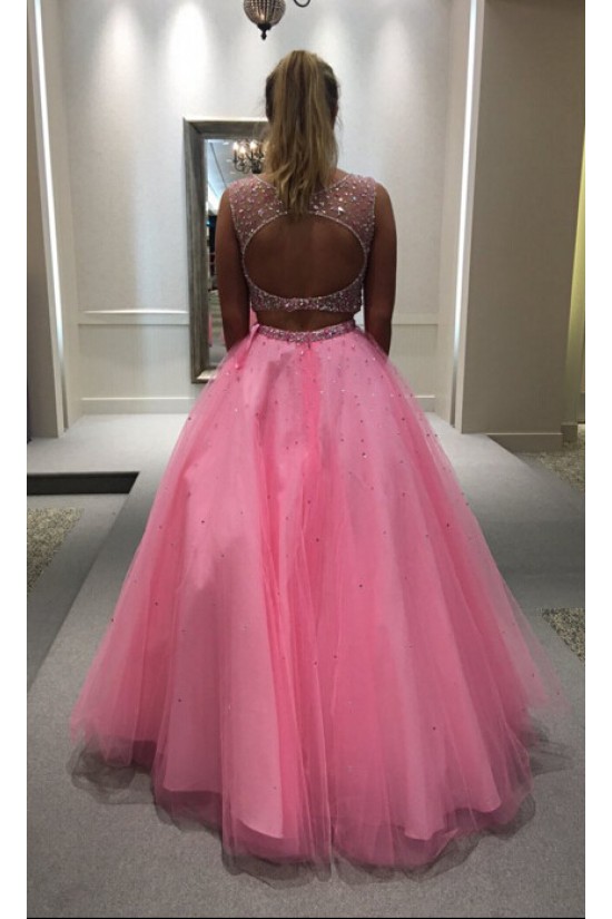 Beaded Two Pieces Long Pink Keyhole Back Prom Dresses Party Evening Gowns 3020503 Beaded Two Pieces Long Pink Keyhole Back Prom Dresses Party Evening Gowns 3020503