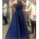 A-Line Beaded Halter Long Blue Prom Dresses Party Evening Gowns 3020507 A-Line Beaded Halter Long Blue Prom Dresses Party Evening Gowns 3020507