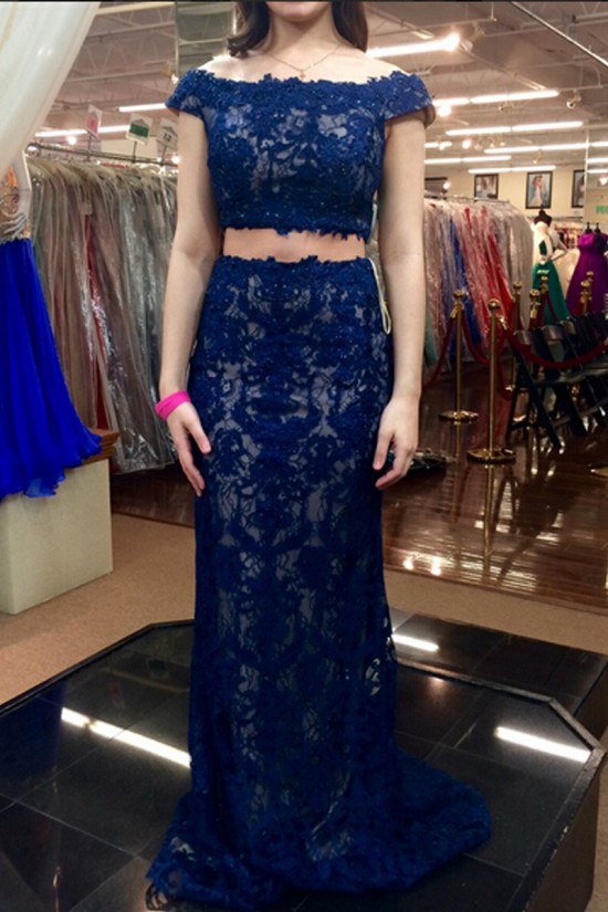 Two Pieces Off-the-Shoulder Lace Prom Dresses Party Evening Gowns 3020518 Two Pieces Off-the-Shoulder Lace Prom Dresses Party Evening Gowns 3020518