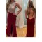 Long Burgundy Beaded Open Back Prom Dresses Party Evening Gowns 3020526