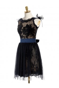 Short Black Lace Backless Homecoming Cocktail Prom Dresses Party Evening Gowns 3020531