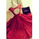 Short Burgundy Lace Keyhole Back Homecoming Cocktail Prom Dresses 3020532
