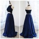 Chic Two Pieces Halter Sleeveless Royal Blue Floor-Length Prom Dresses 3020553