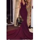 Mermaid Low V-Neck Burgundy Long Prom Dresses 3020555 Mermaid Low V-Neck Burgundy Long Prom Dresses 3020555