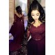 Assymetrical Two Pieces Lace Burgundy Long Evening Party Prom Dresses 3020556