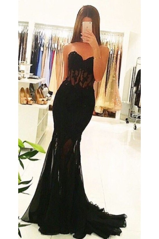 Long Black Sexy Lace Mermaid Prom Party Dresses 3020559 Long Black Sexy Lace Mermaid Prom Party Dresses 3020559