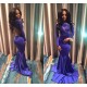 Long Blue Mermaid Lace Long Sleeves Prom Evening Dresses 3020570