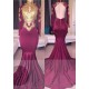 Mermaid High Neck Long Sleeves Prom Evening Dresses with Gold Appliques 3020571 Mermaid High Neck Long Sleeves Prom Evening Dresses with Gold Appliques 3020571