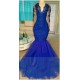 Long Blue V-Neck Mermaid Lace Prom Evening Dresses 3020576 Long Blue V-Neck Mermaid Lace Prom Evening Dresses 3020576