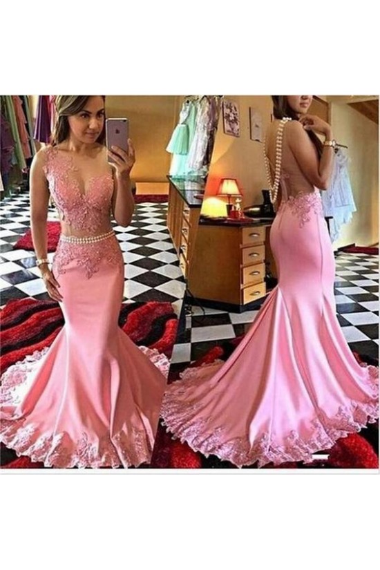 Sexy Mermaid Long Pink Lace Prom Evening Dresses 3020578 Sexy Mermaid Long Pink Lace Prom Evening Dresses 3020578