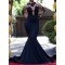 Sexy Mermaid Long Sleeves Prom Evening Dresses with Gold Lace Appliques 3020587