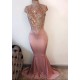 Mermaid High Neck Long Prom Evening Dresses with Lace Appliques 3020589 Mermaid High Neck Long Prom Evening Dresses with Lace Appliques 3020589