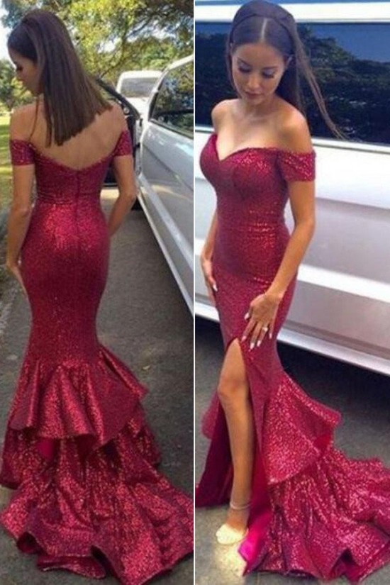 Mermaid Off-the-Shoulder Sequins Long Prom Evening Dresses 3020591 Mermaid Off-the-Shoulder Sequins Long Prom Evening Dresses 3020591
