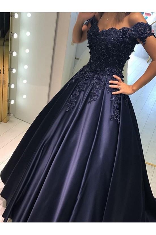 Elegant Long Blue Off-the-Shoulder Beaded Lace Prom Evening Dresses 3020600 Elegant Long Blue Off-the-Shoulder Beaded Lace Prom Evening Dresses 3020600