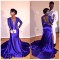 Sexy Long Blue Lace Mermaid Prom Evening Party Dresses 3020601