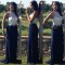 Elegant Halter Long Blue White Lace Prom Evening Dresses 3020604
